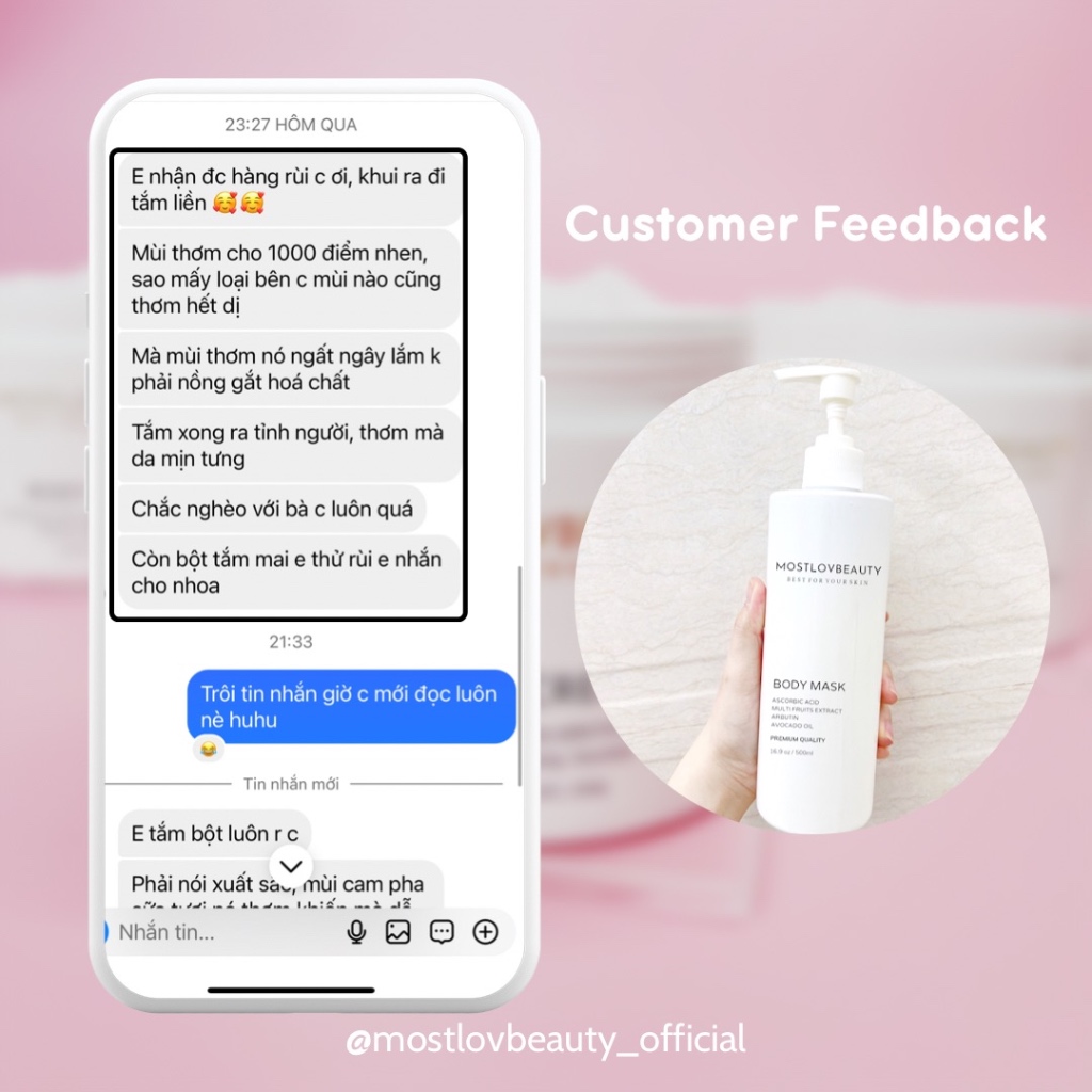 Ủ Trắng Da Body Mostlovbeauty, dưỡng trắng cấp ẩm cho da