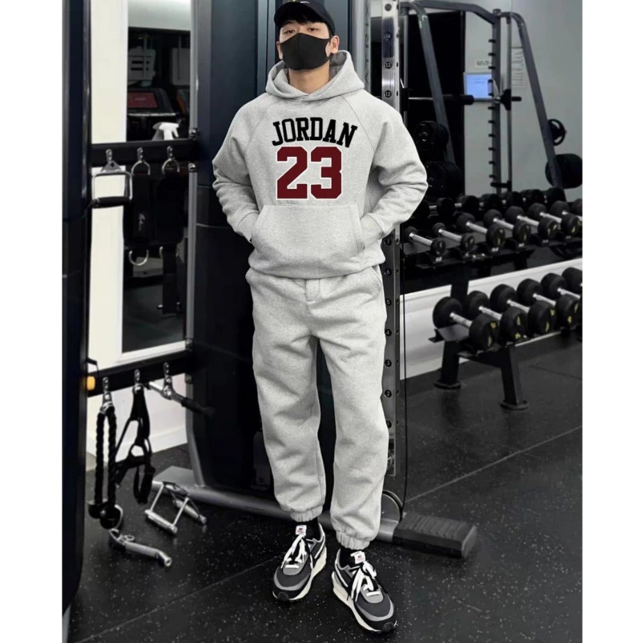 Bộ Hoodie Thể Thao Logo JODAN Phong Cách BASSIC Đơn Gian Lịch Sự, Set Bộ Nam Thu Đông Chất Liệu Nỉ D