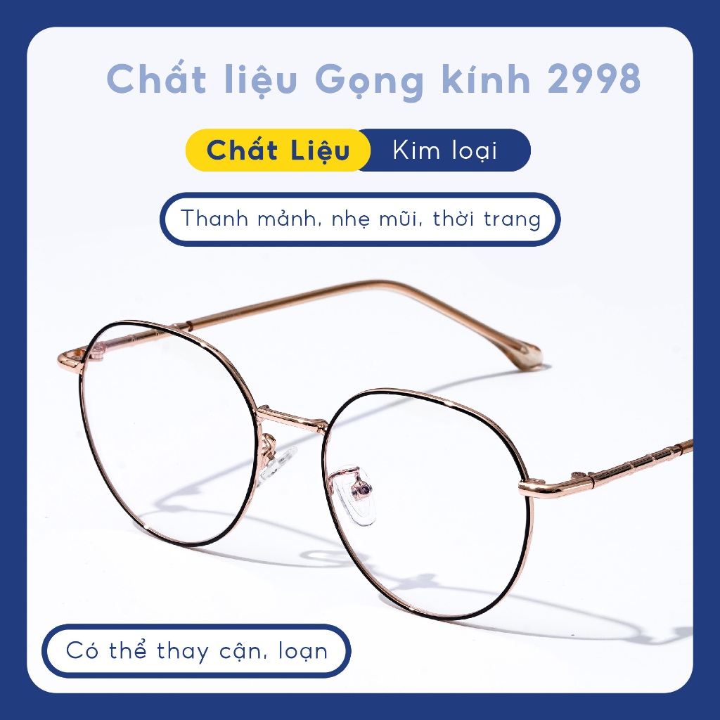 Gọng kính cận nữ Lilyeyewear mắt oval kim loại thanh mảnh màu sắc thời trang 292398