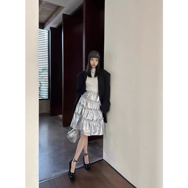 Giày búp bê gót vuông mũi bầu phủ lông mềm mại phong cách tiểu thư thanh lịch cho nữ 2023