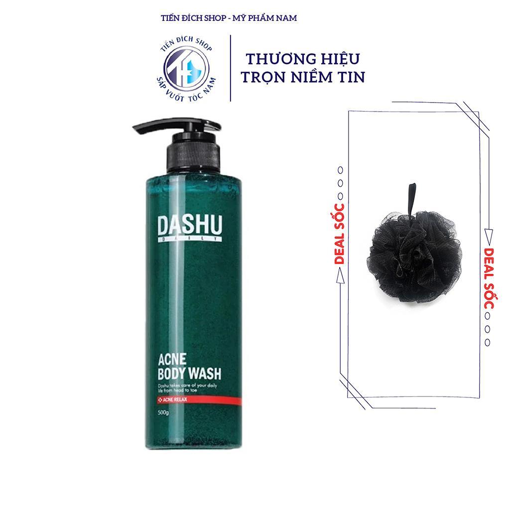 Sữa Tắm nam Dashu Daily Acne Relax Body wash 500ml cao cấp Hàn Quốc + Tặng bông tắm than tre