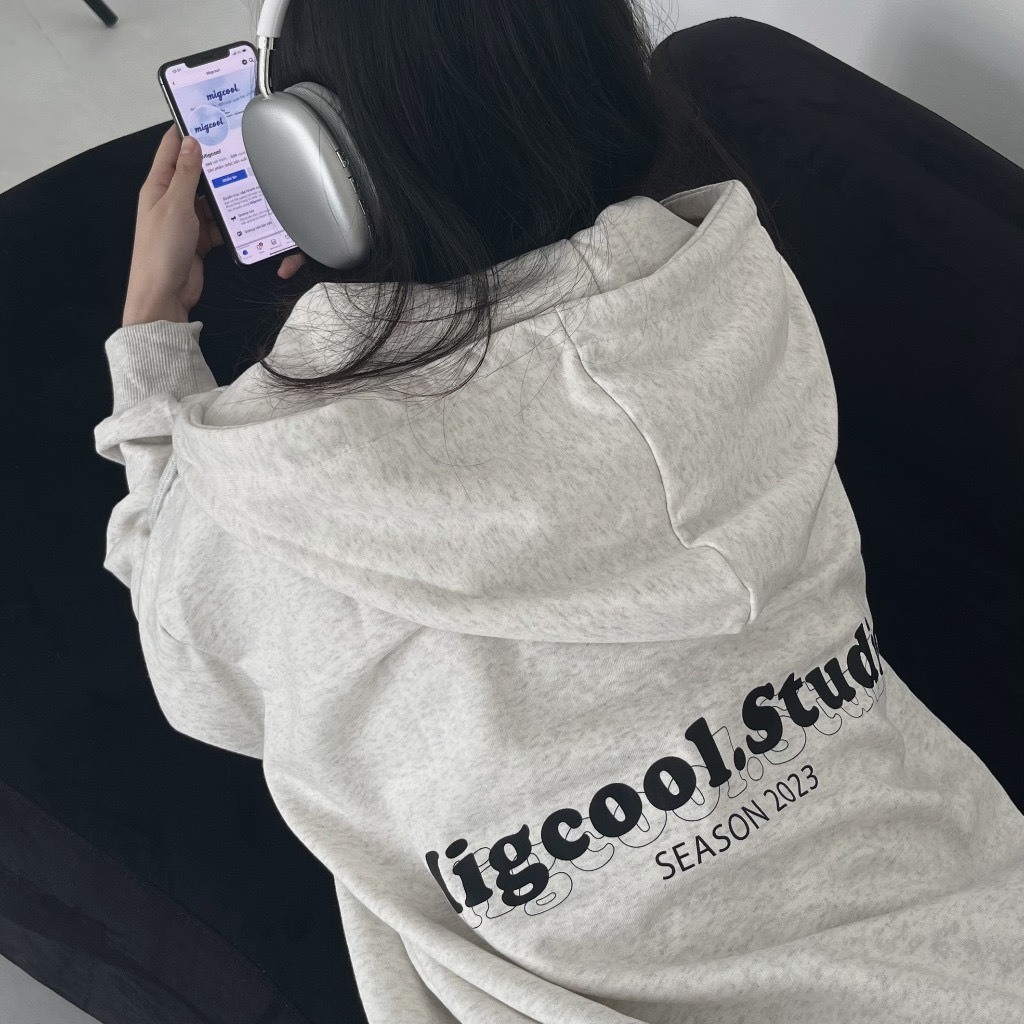 ÁO HOODIE ZIP NỈ BÔNG KHÓA KÉO MIGCOOL, ÁO KHOÁC FORM RỘNG DÂY KÉO BASIC