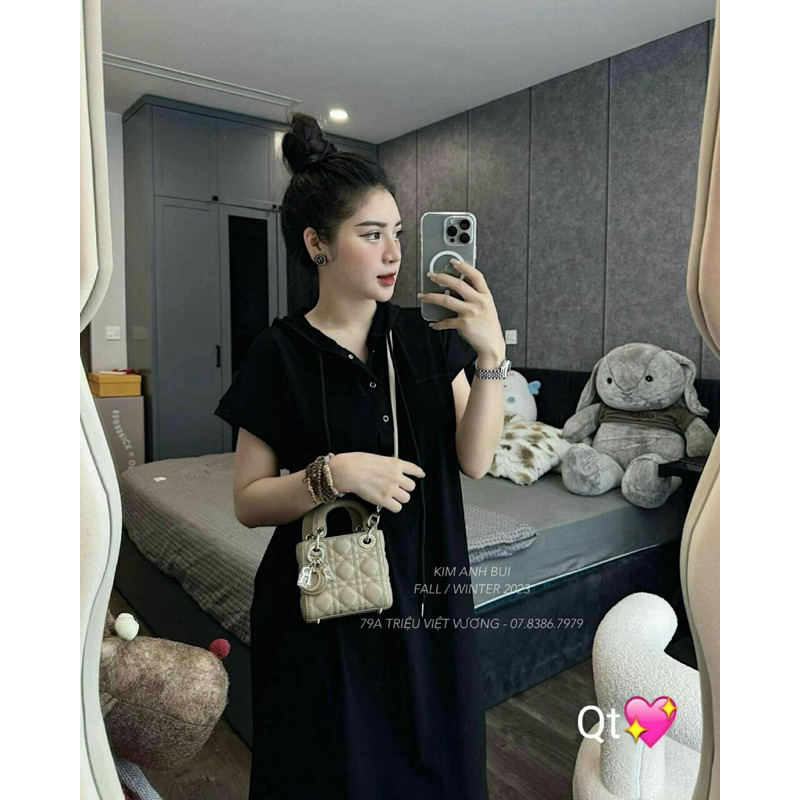 Váy Xuông Basic Tay Hến Có Mũ Kim Anh Bùi