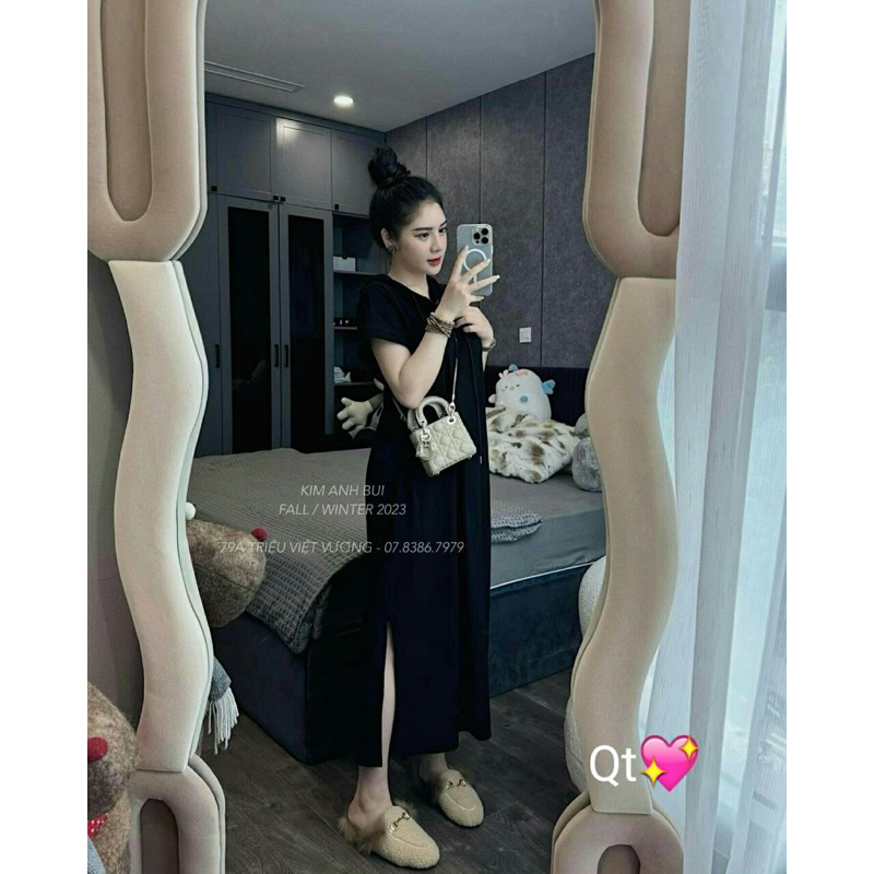 Váy Xuông Basic Tay Hến Có Mũ Kim Anh Bùi