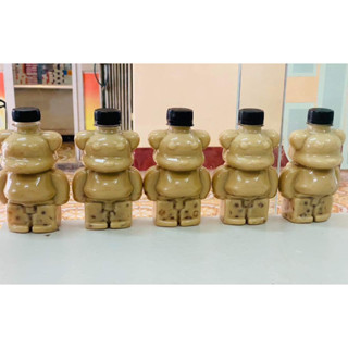 (Sỉ 20-30-50) Chai Nhựa Hình Gấu, Gấu Bạo Lực 330ml Đựng Trà Sữa Nắp fi30. Nhựa Huysun