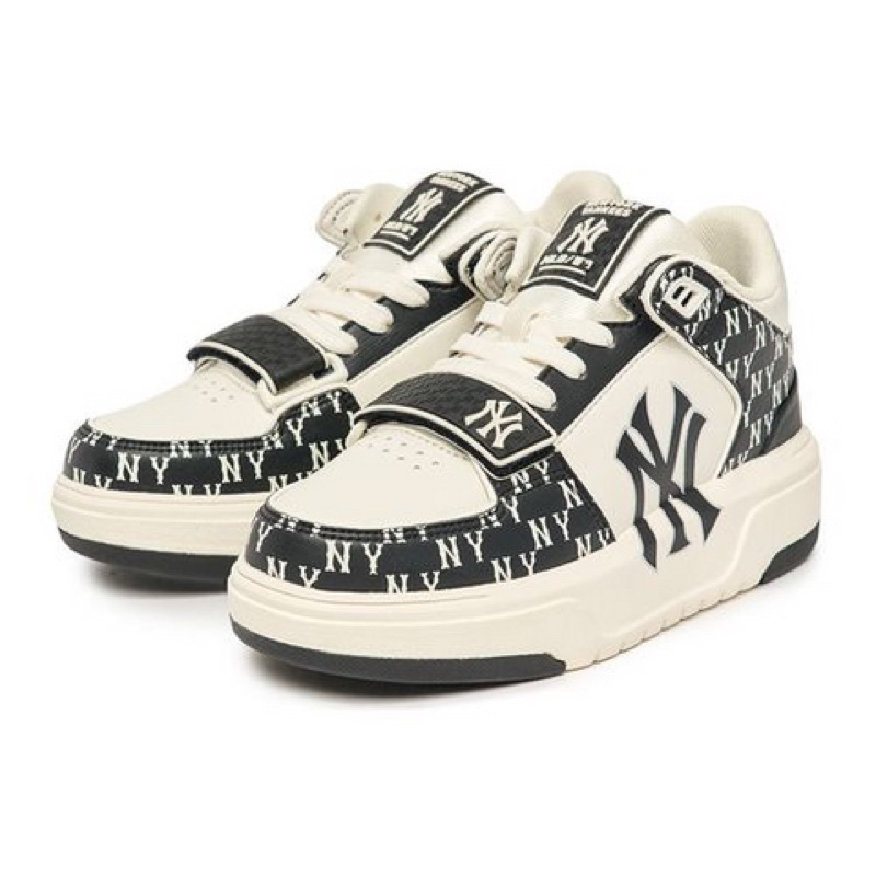CHÍNH HÃNG - Giày MLB Chunky Liner Mid Classic Monogram New York Yankees - Giày Sneaker Thể Thao Màu Trắng Đen