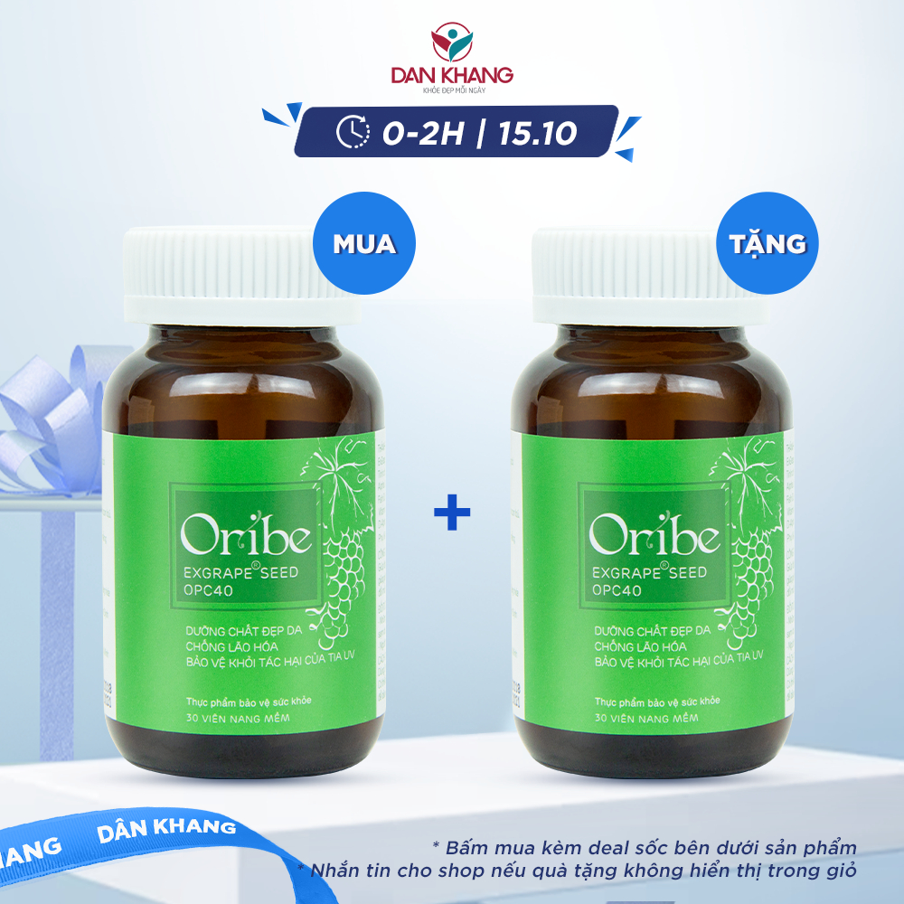 Viên uống Đẹp Da, Mờ Nám, Chống Lão Hóa Oribe Dan Khang- Chiết xuất Hạt Nho Pháp, Collagen nhập khẩu Italia Hộp 30 Viên