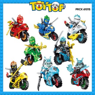 Đồ chơi Combo 8 mini ghép ninjago mini xếp hình ninja lái xe máy mô tô đua chiến đấu lắp ráp PRCK 61015