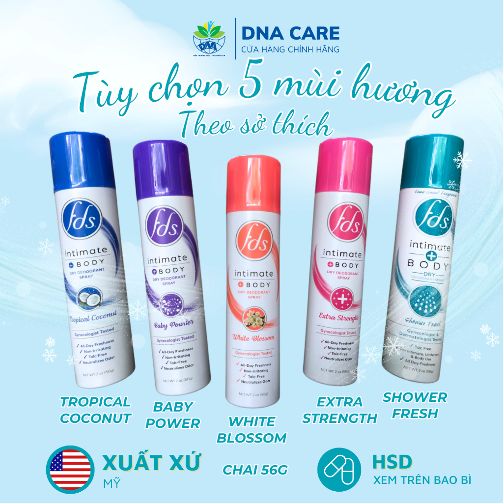 Xịt khử mùi toàn thân ngăn mồ hôi FDS chai 56g