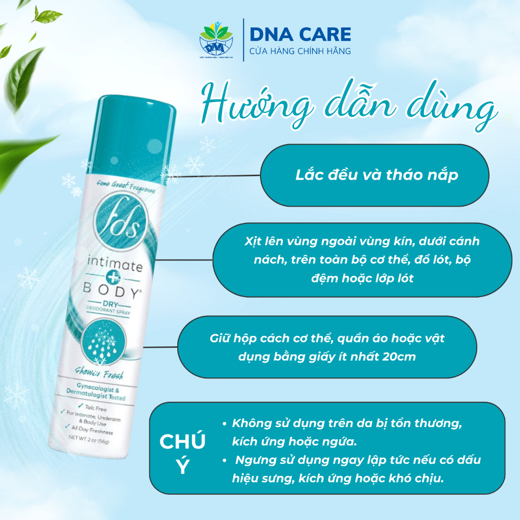 Xịt khử mùi toàn thân ngăn mồ hôi FDS chai 56g