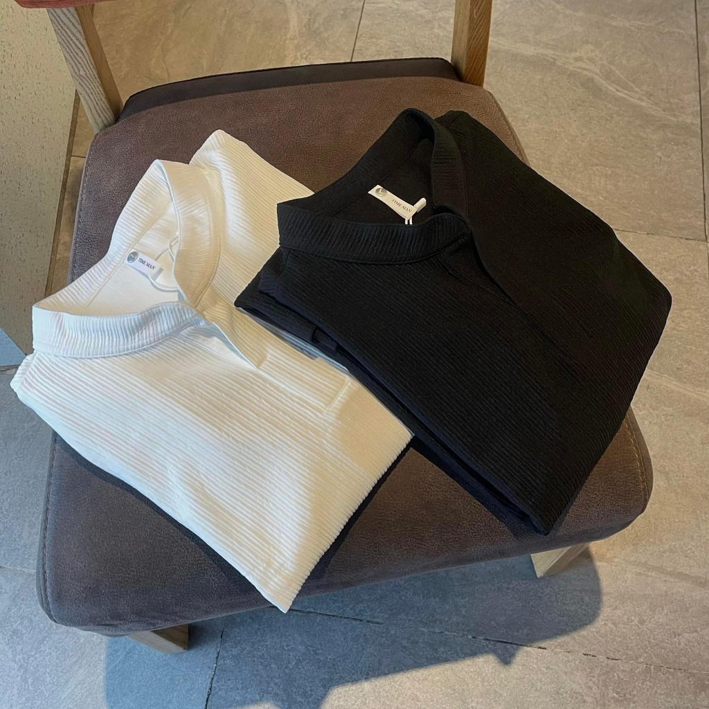 Áo Long Tee vải gân basic dài tay Hàn Quốc