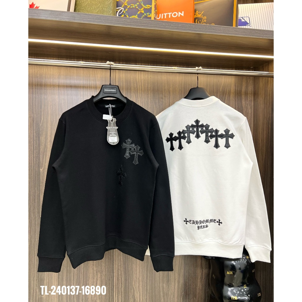 🔥Hot🔥Áo nỉ Chrome Hearts thêu da thiết kế hot trend Nam nữ Thu Đông 2023