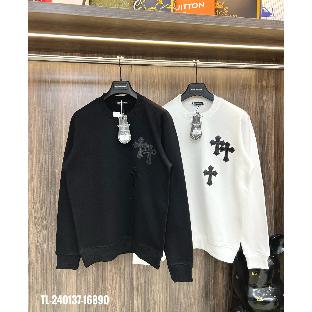 🔥Hot🔥Áo nỉ Chrome Hearts thêu da thiết kế hot trend Nam nữ Thu Đông 2023