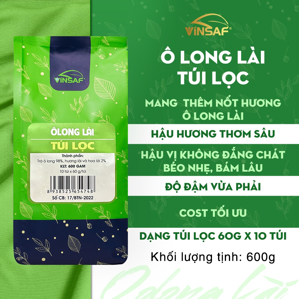 TRÀ OLONG LÀI TÚI LỌC VINSAF 600gr