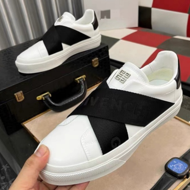 Giầy Nam nữ Giầy Nam GI.VEN.CHY In Logo Siêu Đẹp - Giày Nam Cao Cấp GVC quai nhung chéo đen xám giá sinh viên siêu hot