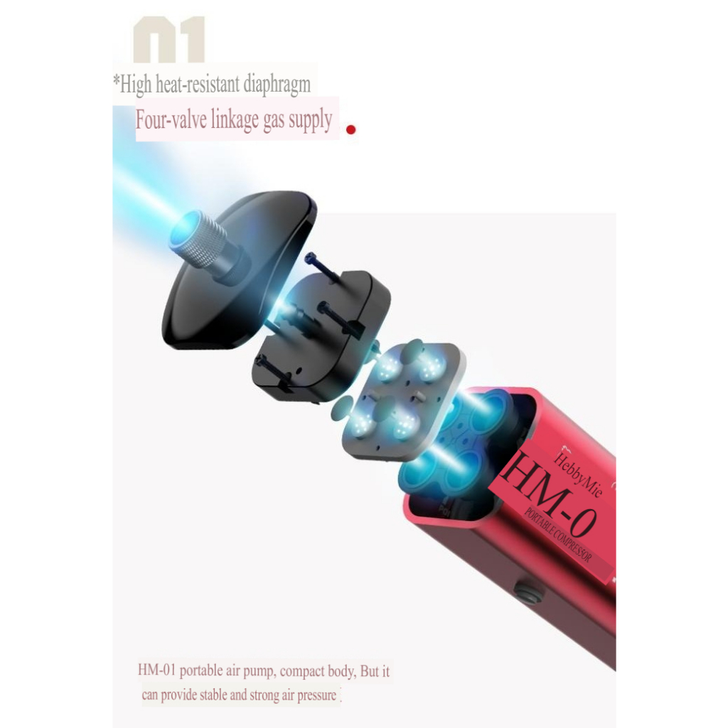 Máy nén khí Hobby mio mini sơn mô hình HM-01 Portable Compressor air pump airbrush