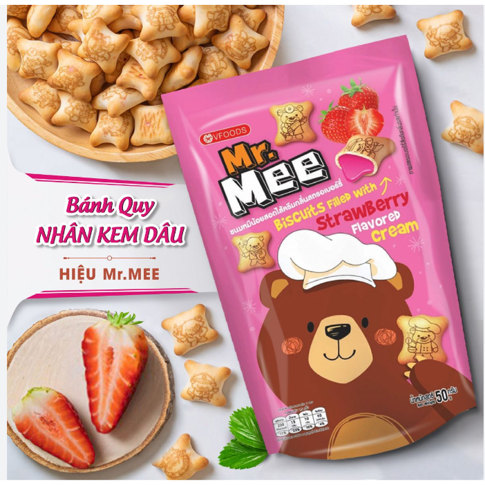 Bánh quy Gấu nhân kem Dâu MR.MEE