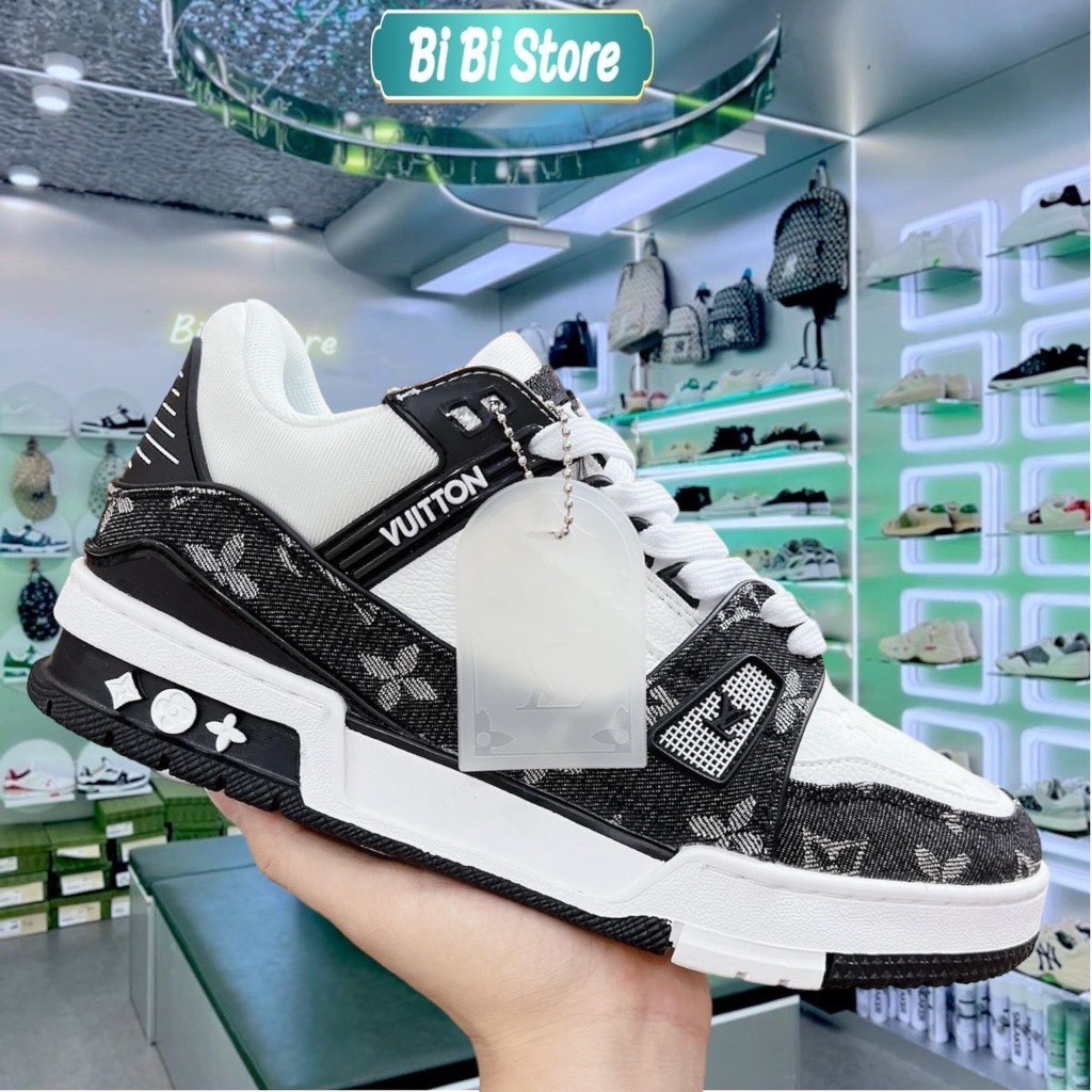 Giày LV Louis Vuitton Trainer Black White, Giày Sneaker LV đen Hàng Đẹp Tặng Kèm Phụ Kiện