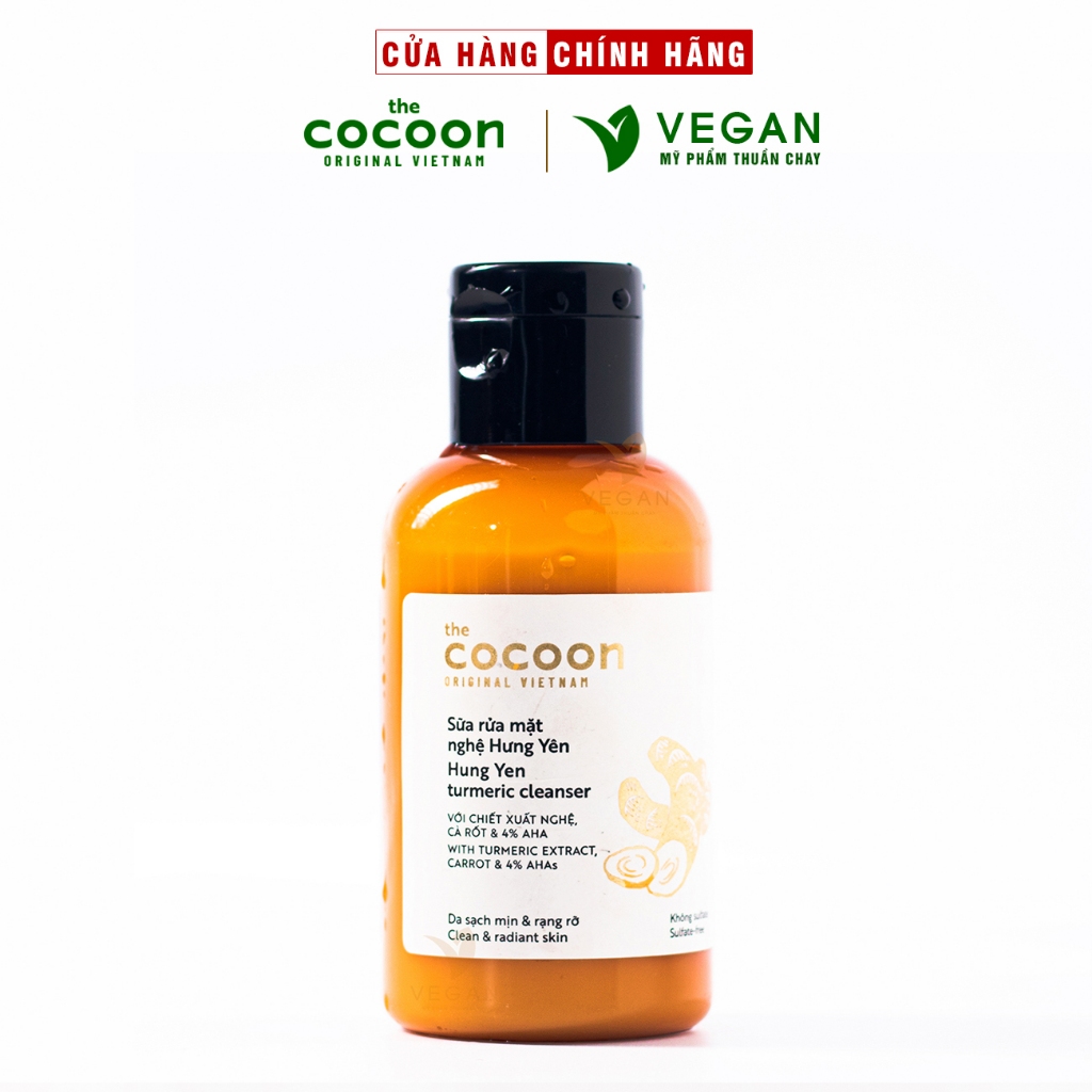 Sữa rửa mặt nghệ Hưng Yên cocoon 140ml sáng mịn da Thuần Chay