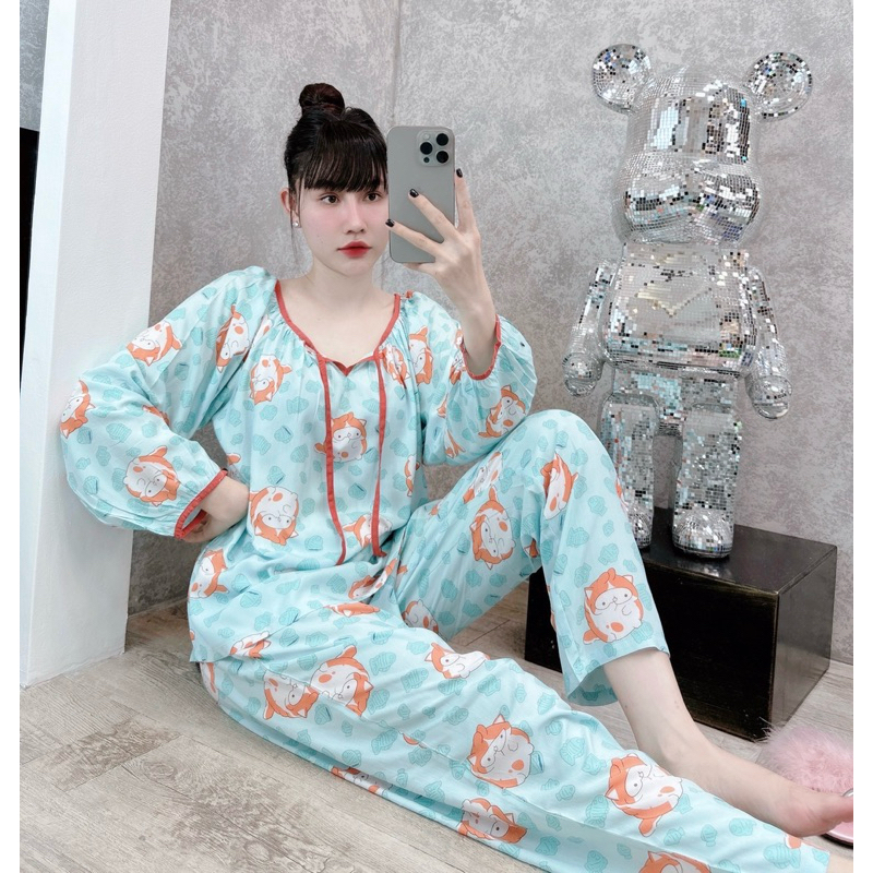 Đồ bộ tole nữ bộ lanh mặc nhà VNXK F21 tiểu thư tay bồng 2023,siêu xinh mềm mỏng nhẹ.
