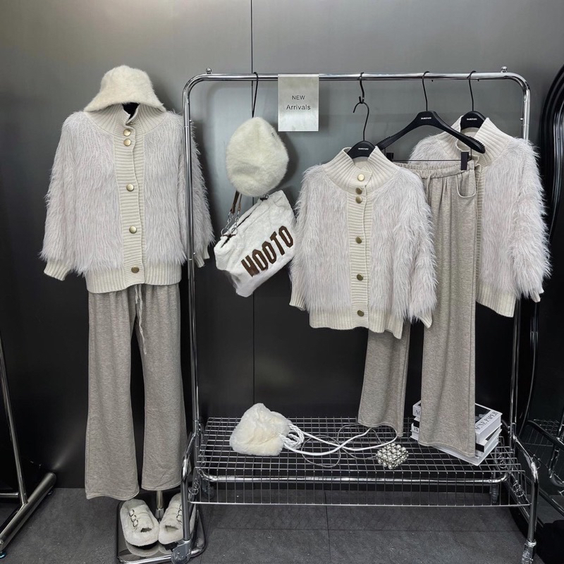 Áo Cadigan Lông Mix Quần Suông QC