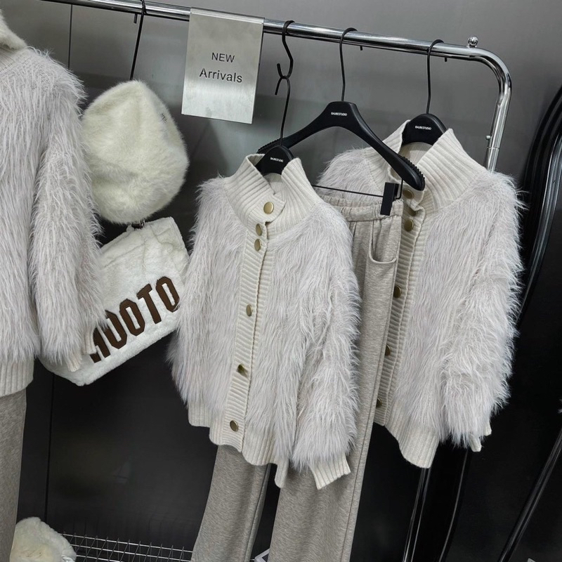 Áo Cadigan Lông Mix Quần Suông QC