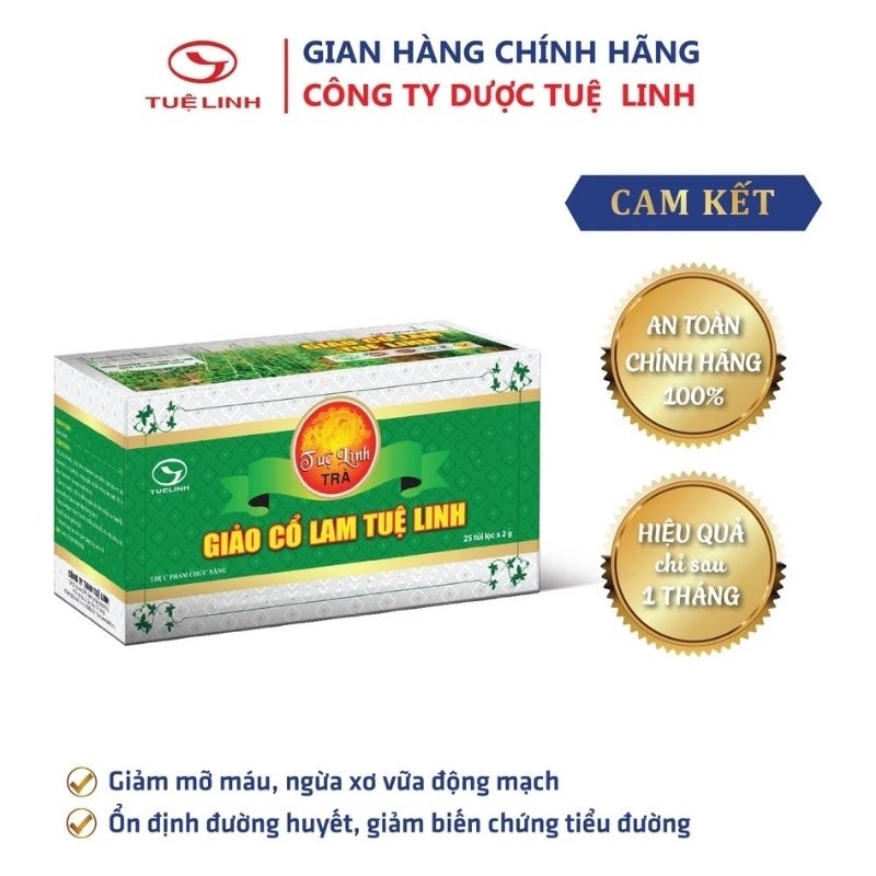 Trà Giảo Cổ Lam Tuê Linh 25 túi lọc_giảm mỡ máu, hỗ trợ điều hoà huyết áp, tim mạch