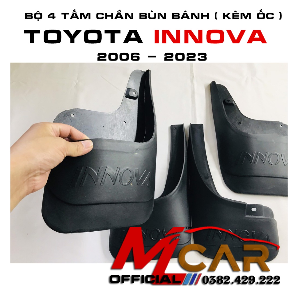 Bộ 04 Chắn Bùn nhựa dẻo xe Toyota #Innova 2006- 2015, 2017-  2023 ( Tặ