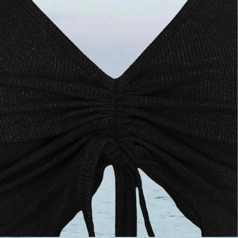 Croptop dây rút thun gân