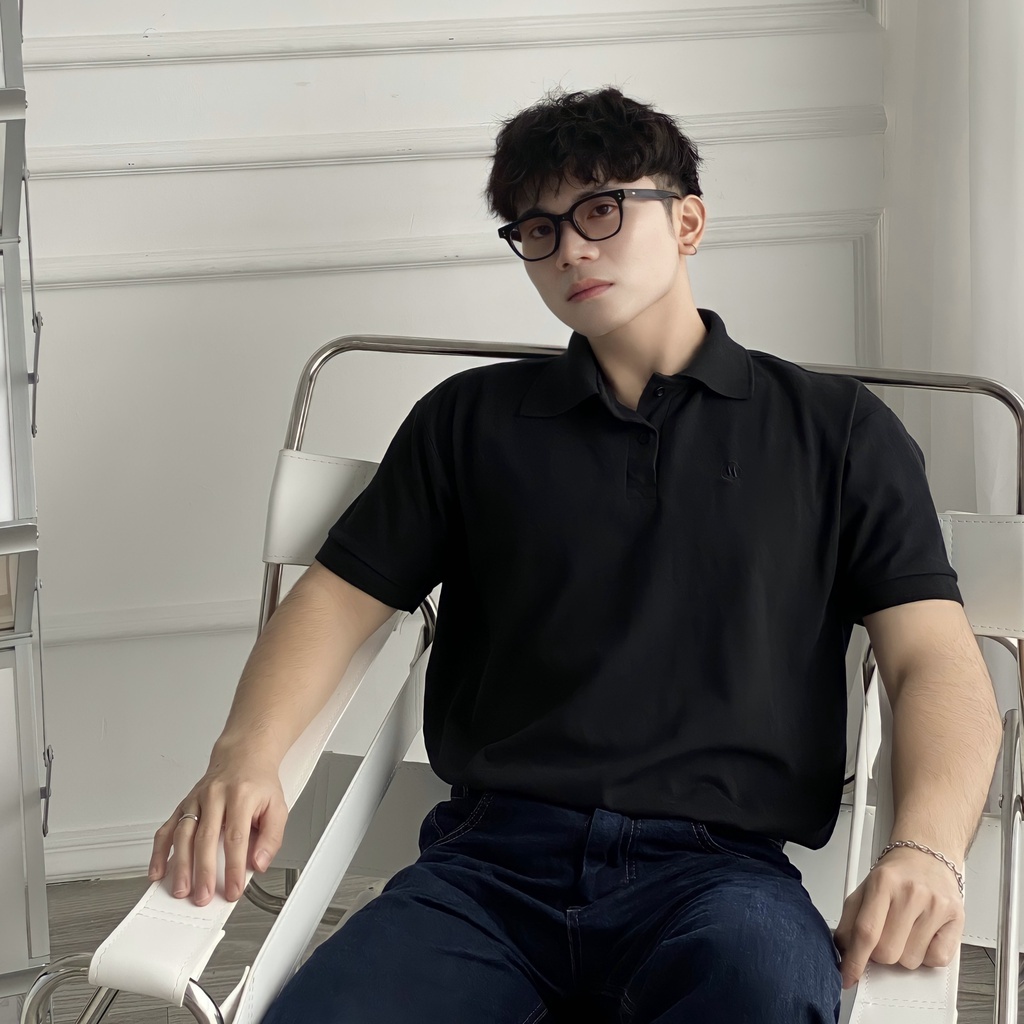 Áo Polo Nam Đen Trơn Vải Cá Sấu Cao Cấp Mặc Mát