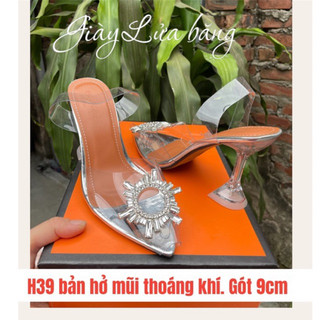 Sandal Cao Gót Quai Trong H39 đá mặt trời kín mũi và hở mũi H39 _E99 gót trụ 9cm