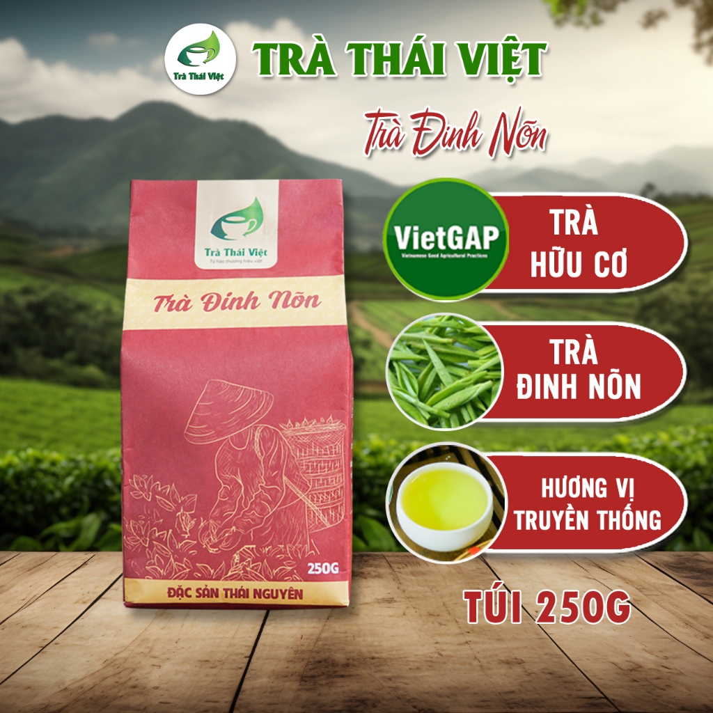 Trà Đinh Thái Nguyên Thượng Hạng, Chè Thái Nguyên Sao Suốt, Trà Bắc, Trà Mạn Loại Cao Cấp Thương Hiệu Thái Việt Gói 250G