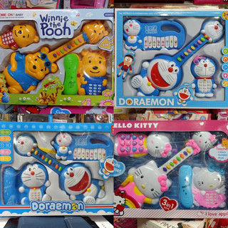 Đồ chơi đàn guitar nhân vật hoạt hình 4 phân loại gấu POOH, mèo Hello Kitty, Doraemon