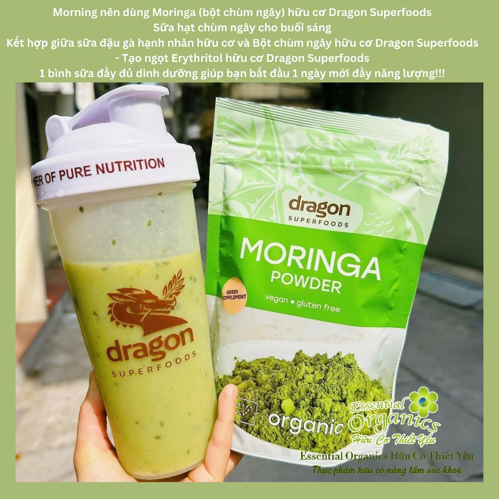 Bột chùm ngây hữu cơ organic moringa power Dragon Superfoods 200g