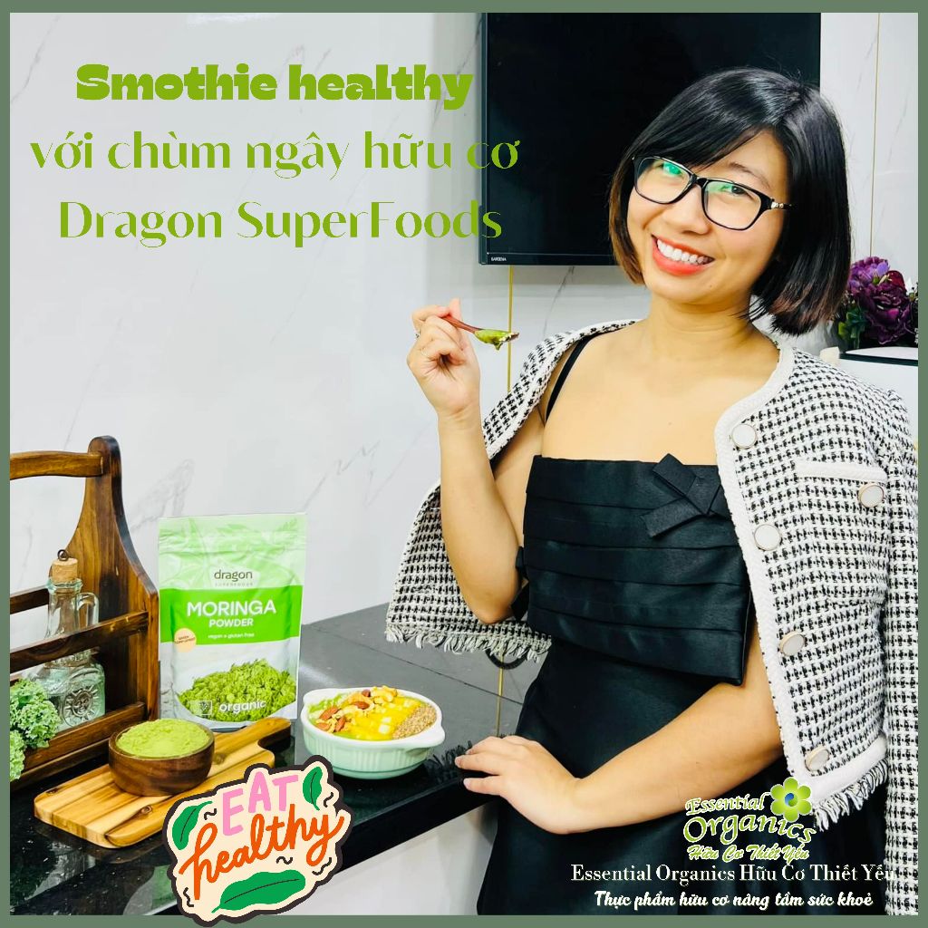 Bột chùm ngây hữu cơ organic moringa power Dragon Superfoods 200g