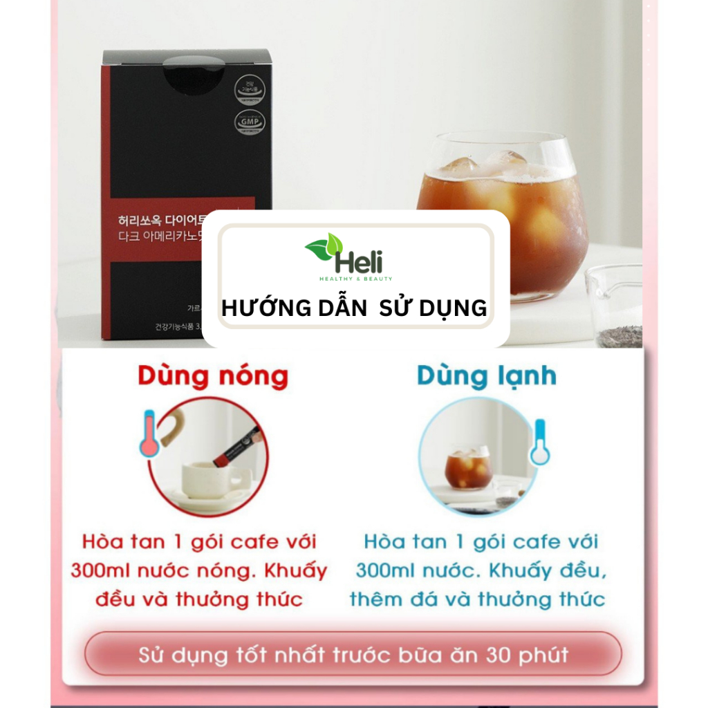 Cà Phê Giảm Cân Chiết Xuất Quả Bứa HealthHouse Heorissok Diet Dark Americano Flavor 30 gói/ 1 hộp