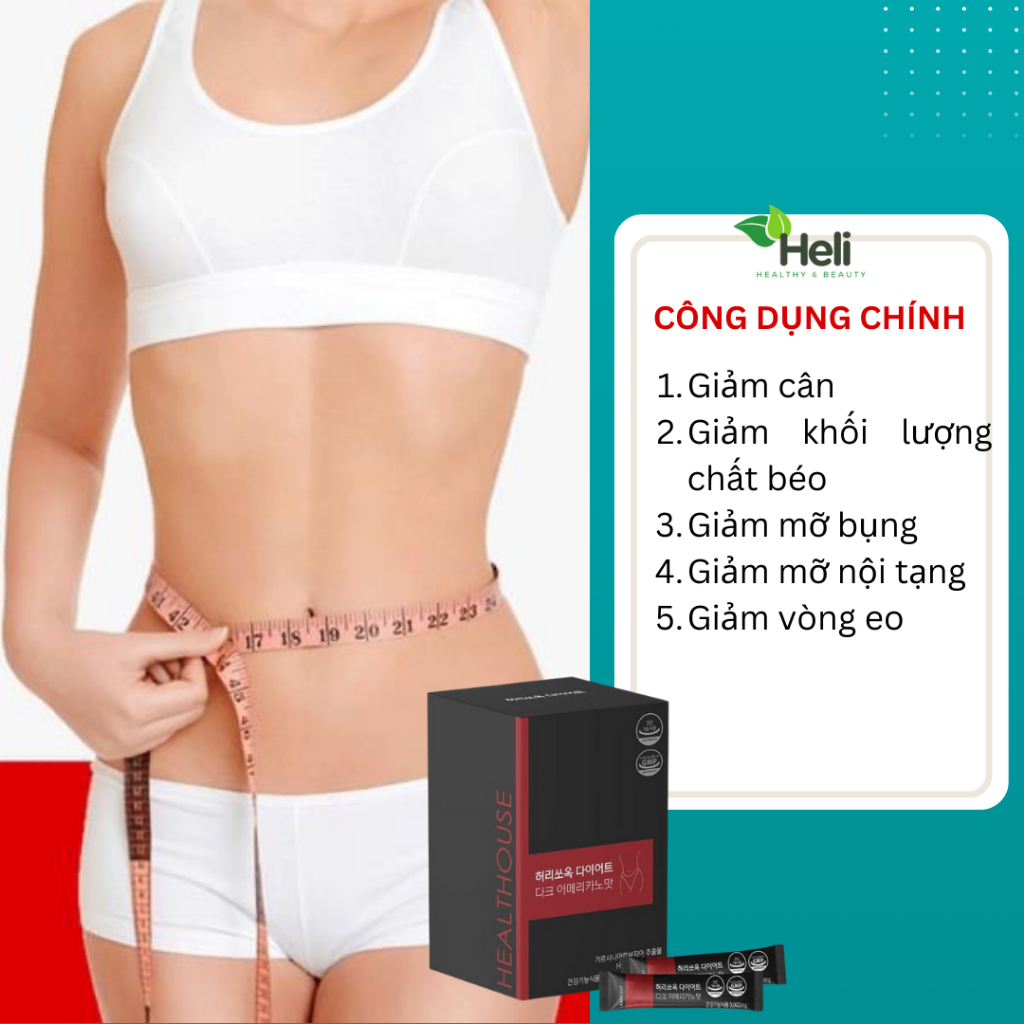 Cà Phê Giảm Cân Chiết Xuất Quả Bứa HealthHouse Heorissok Diet Dark Americano Flavor 30 gói/ 1 hộp