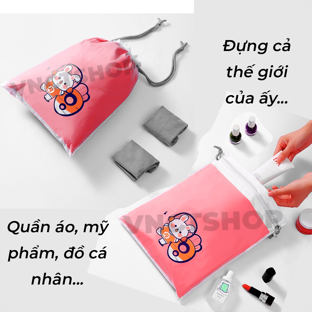 Túi dây rút cute vnctshop, túi nhựa rút dây đựng giày dép quần áo đồ lót du lịch dễ thương chống nước