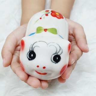 Lợn mini tiết kiệm dáng dài nơ gốm sứ khe to đựng nhẫn trơn