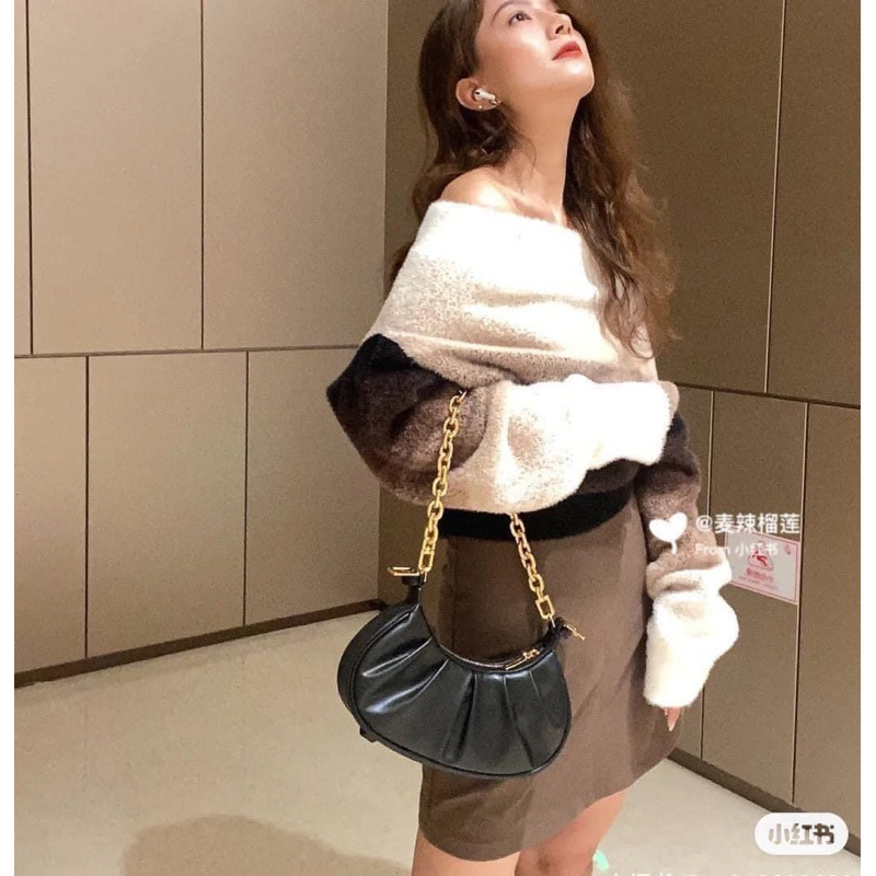 Túi đeo vai xếp nếp đôi -