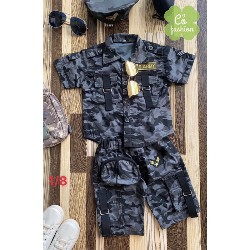 Bộ quần áo rằn ri cộc tay bé trai bé gái siêu đẹp