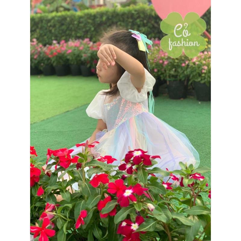 Váy công chúa kim sa cầu vồng siêu xinh cho bé 9-32kg