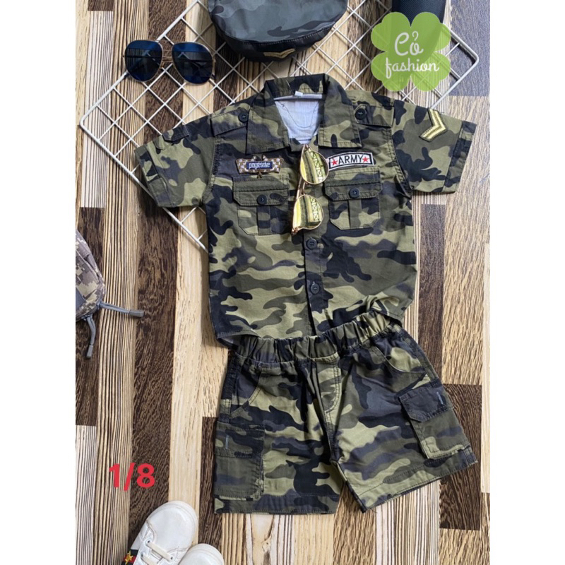 Bộ quần áo rằn ri cộc tay bé trai bé gái siêu đẹp