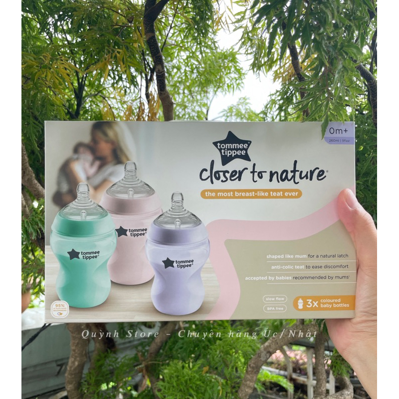 Bình sữa Tommee Tippee nhiều màu sắc Pastel 260ml - núm Âu số 1