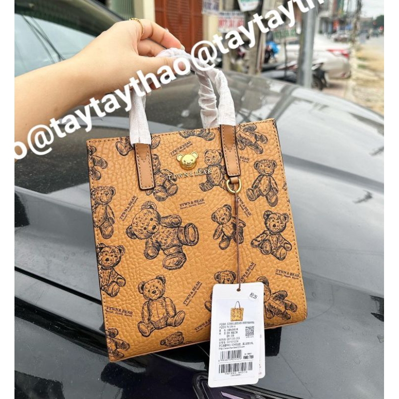 Túi xách, túi đeo chéo nữ TWB hoạ tiết gấu màu nâu siêu xinh