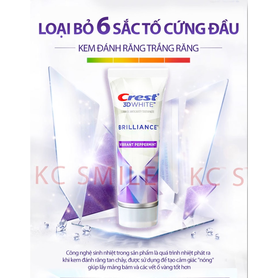 Combo 3 tuýp kem đánh răng crest 3D White Brilliance - 3 pack