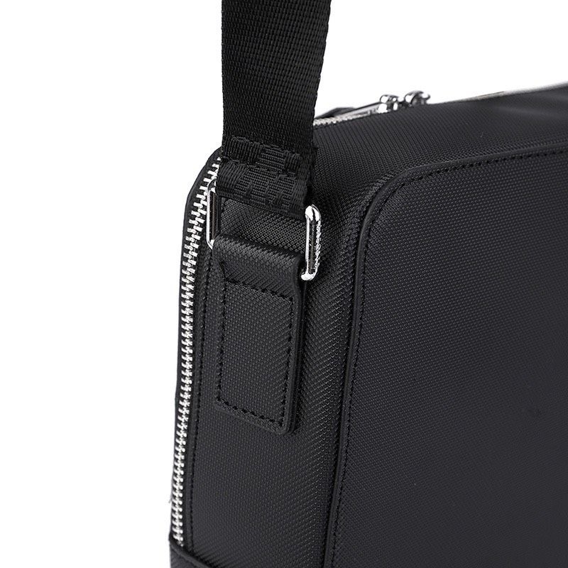 Túi nam Lacost phom hộp chữ nhật da chần trơn hai màu thanh lịch