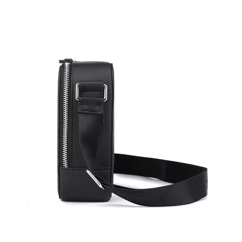 Túi nam Lacost phom hộp chữ nhật da chần trơn hai màu thanh lịch