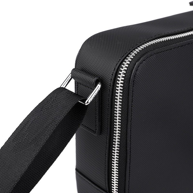 Túi nam Lacost phom hộp chữ nhật da chần trơn hai màu thanh lịch