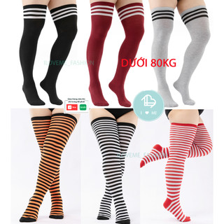 /Trên 50kg/ Tất sọc qua đùi size to cho các bạn trên 50kg, Vớ đùi size lớn cho chân to